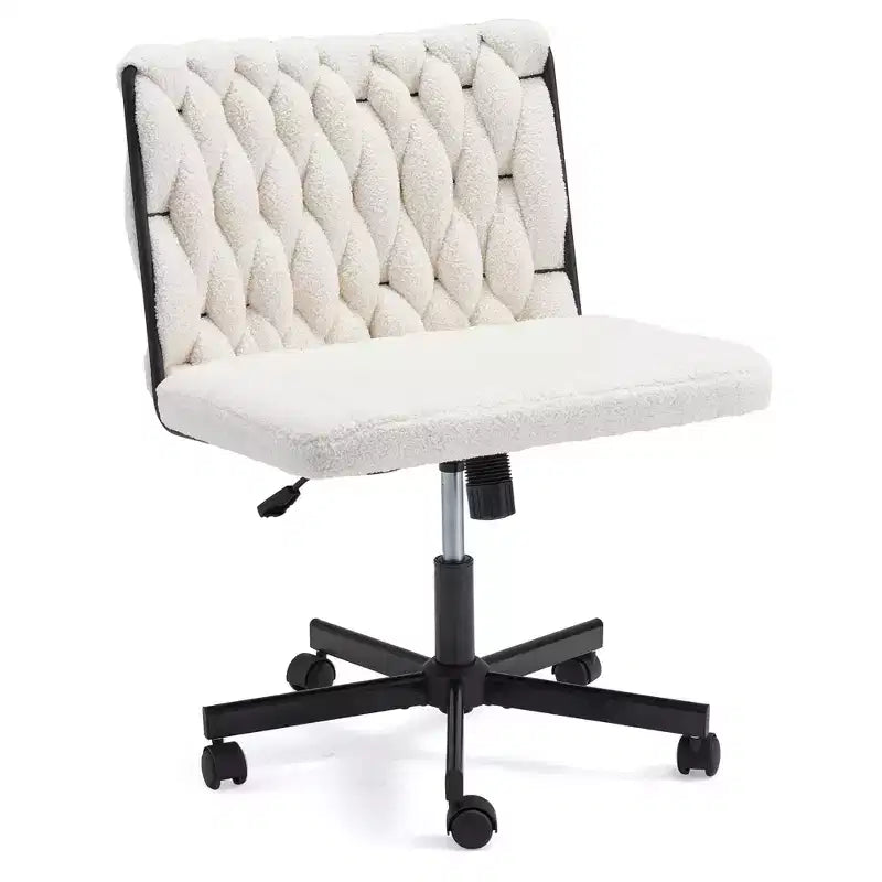 Erommy Armless Criss Cross Chair with Wheels, Height Adjustable Cross Legged Office Chair, Office Deak Chair for Office, Bedroom, Living Room