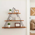 Decorative Triangle Wall Shelf for Home Decor - Elegant 3 Tier Shelf Organizer for Living Room, Bedroom and Office Spaces - 20, Brown