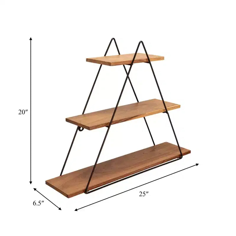 Decorative Triangle Wall Shelf for Home Decor - Elegant 3 Tier Shelf Organizer for Living Room, Bedroom and Office Spaces - 20, Brown