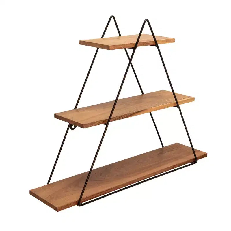 Decorative Triangle Wall Shelf for Home Decor - Elegant 3 Tier Shelf Organizer for Living Room, Bedroom and Office Spaces - 20, Brown