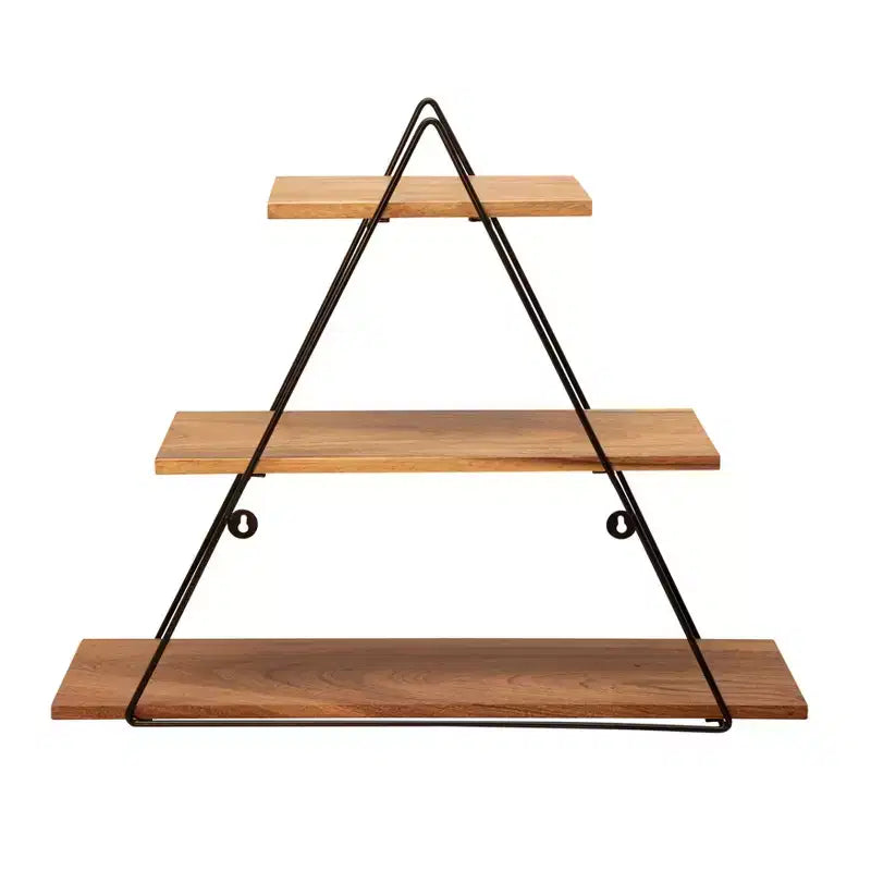 Decorative Triangle Wall Shelf for Home Decor - Elegant 3 Tier Shelf Organizer for Living Room, Bedroom and Office Spaces - 20, Brown