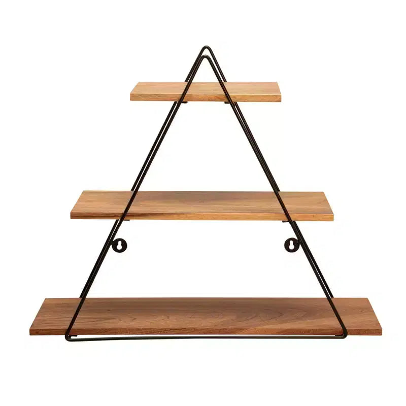 Decorative Triangle Wall Shelf for Home Decor - Elegant 3 Tier Shelf Organizer for Living Room, Bedroom and Office Spaces - 20, Brown