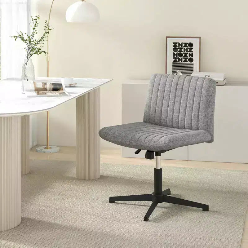 Costway Criss Cross Legged Office Chair Ergonomic Mid Back Computer Desk Chair Beige/Gray/Pink