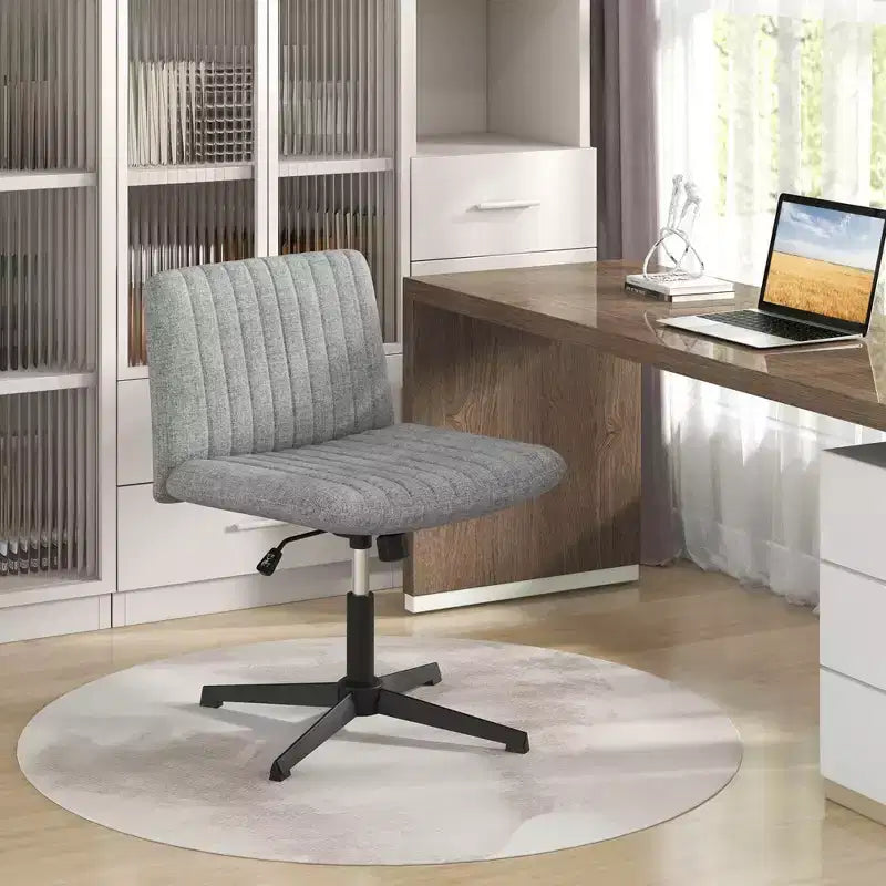Costway Criss Cross Legged Office Chair Ergonomic Mid Back Computer Desk Chair Beige/Gray/Pink