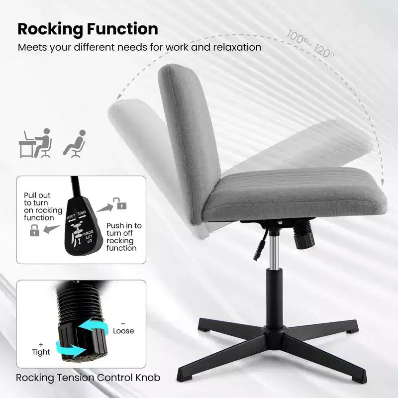 Costway Criss Cross Legged Office Chair Ergonomic Mid Back Computer Desk Chair Beige/Gray/Pink