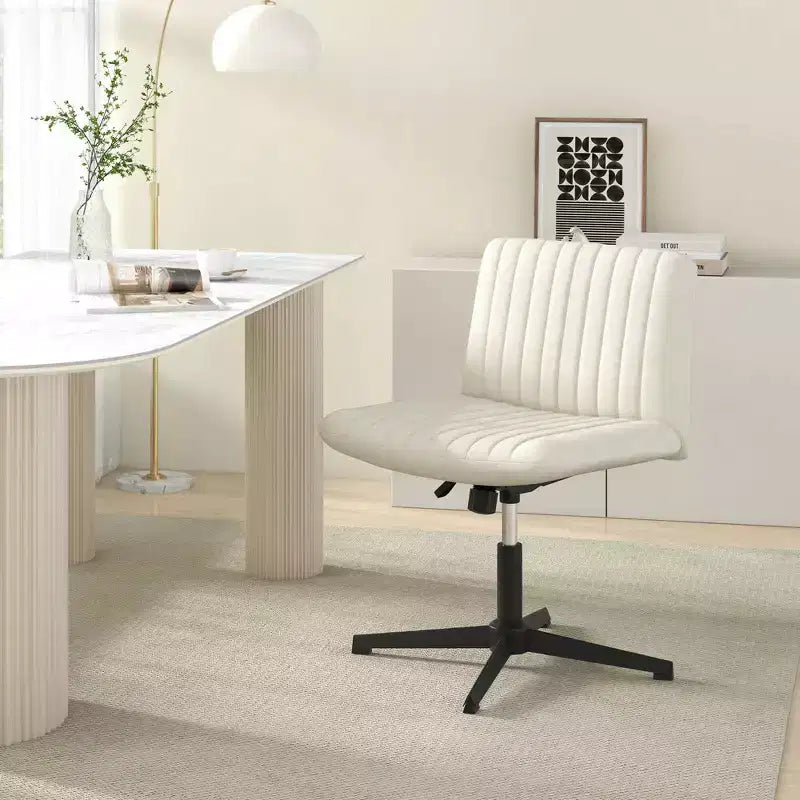 Costway Criss Cross Legged Office Chair Ergonomic Mid Back Computer Desk Chair Beige/Gray/Pink