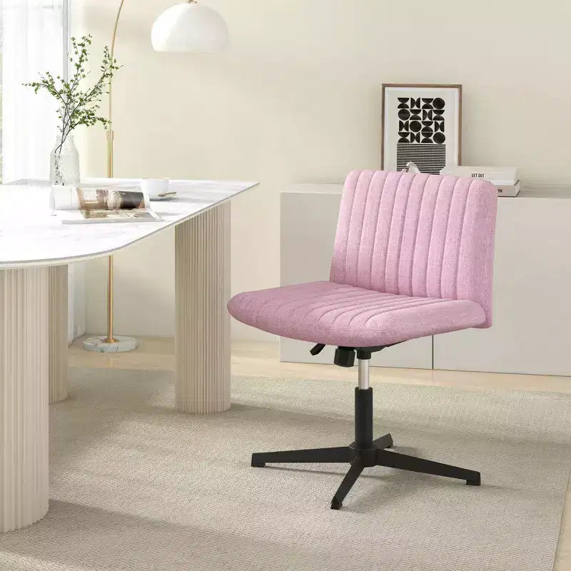 Costway Criss Cross Legged Office Chair Ergonomic Mid Back Computer Desk Chair Beige/Gray/Pink