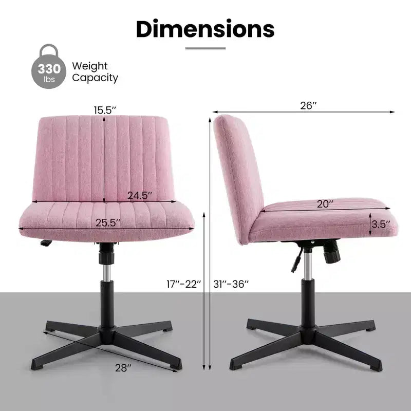 Costway Criss Cross Legged Office Chair Ergonomic Mid Back Computer Desk Chair Beige/Gray/Pink