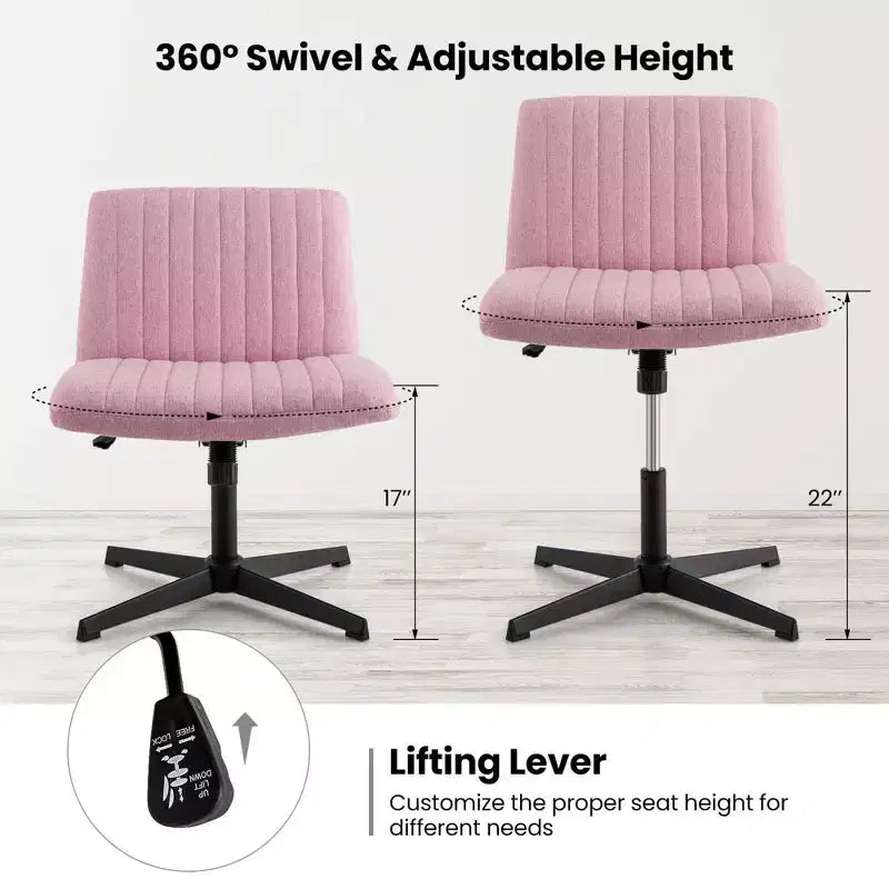 Costway Criss Cross Legged Office Chair Ergonomic Mid Back Computer Desk Chair Beige/Gray/Pink