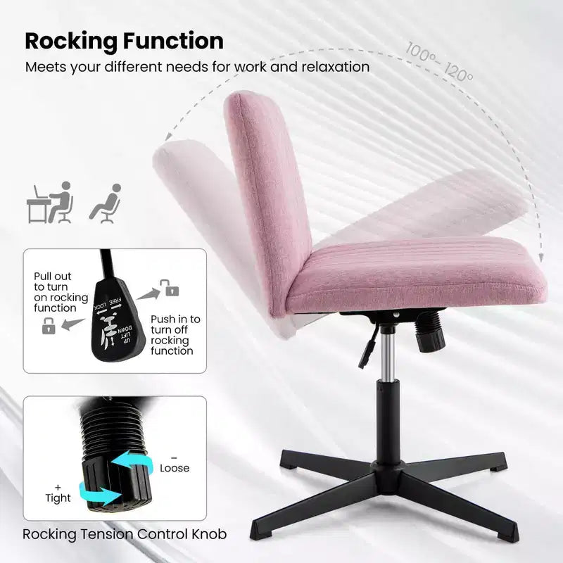 Costway Criss Cross Legged Office Chair Ergonomic Mid Back Computer Desk Chair Beige/Gray/Pink