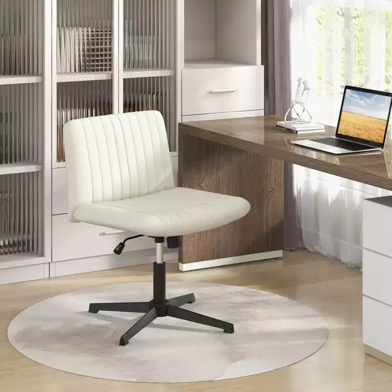 Costway Criss Cross Legged Office Chair Ergonomic Mid Back Computer Desk Chair Beige/Gray/Pink