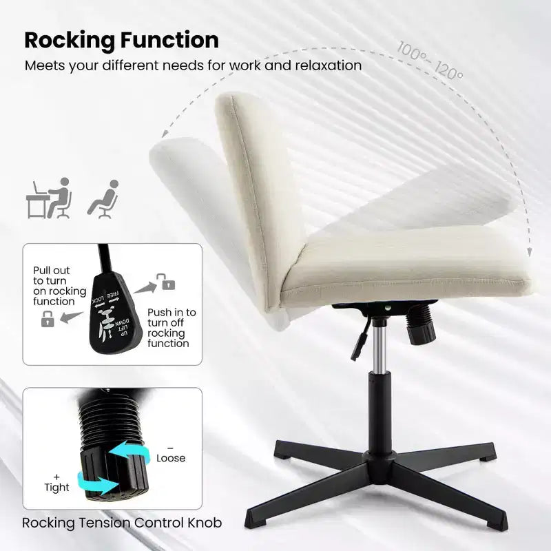 Costway Criss Cross Legged Office Chair Ergonomic Mid Back Computer Desk Chair Beige/Gray/Pink