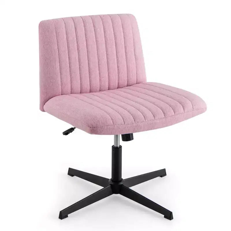 Costway Criss Cross Legged Office Chair Ergonomic Mid Back Computer Desk Chair Beige/Gray/Pink