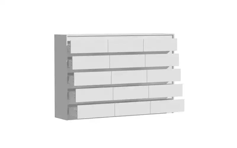 Famapy White Multifunctional Dresser 15 Drawer Storage Space Horizontal Dresser