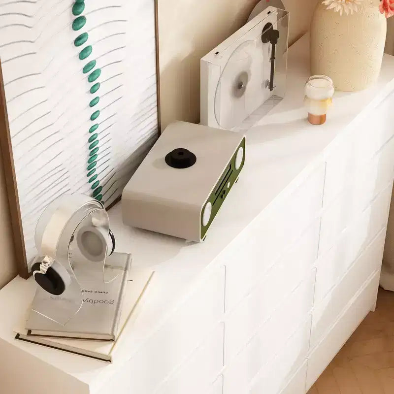 Famapy White Multifunctional Dresser 15 Drawer Storage Space Horizontal Dresser