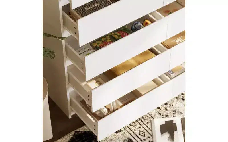 Famapy White Multifunctional Dresser 15 Drawer Storage Space Horizontal Dresser