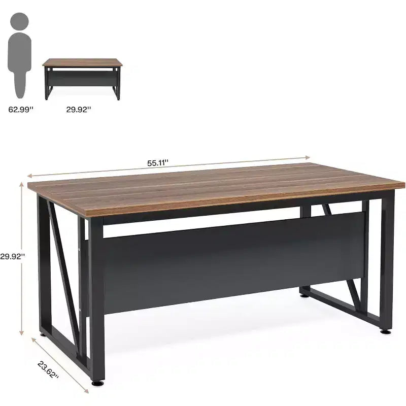 Lantine L Shaped Executive Computer Desk with Lateral File Cabinet