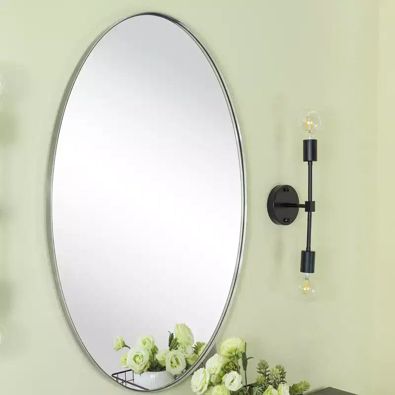 TEHOME Javell Oval Stainless Steel Framed Wall Mounted Bathroom Vanity Mirror