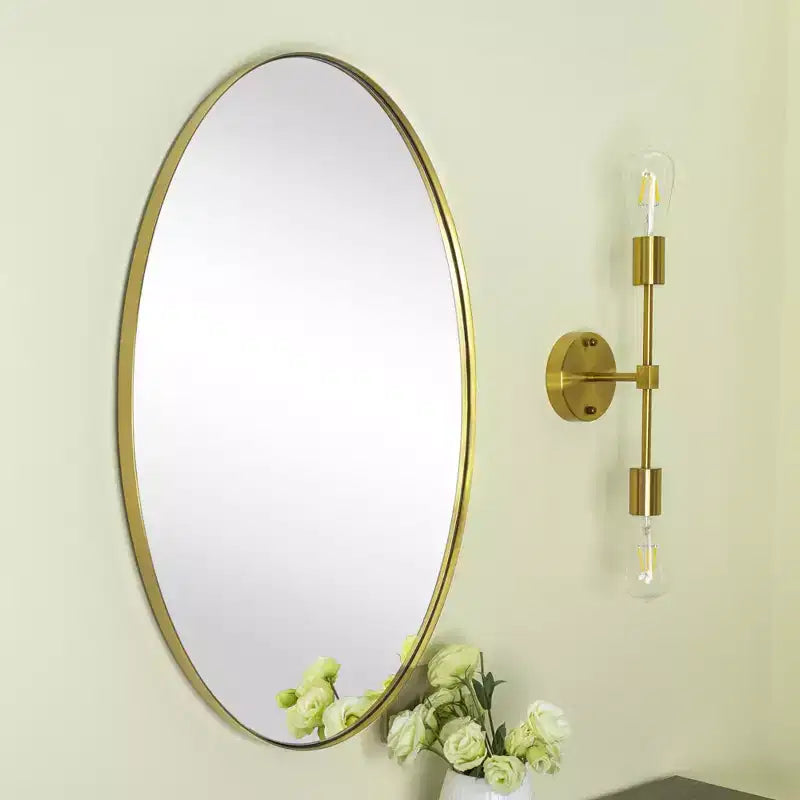 TEHOME Javell Oval Stainless Steel Framed Wall Mounted Bathroom Vanity Mirror