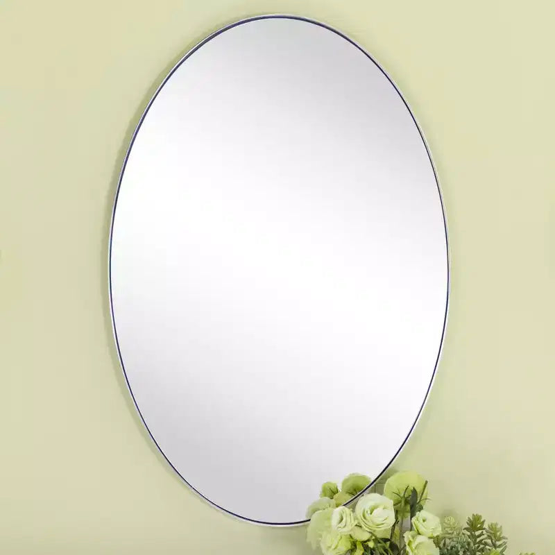 TEHOME Javell Oval Stainless Steel Framed Wall Mounted Bathroom Vanity Mirror