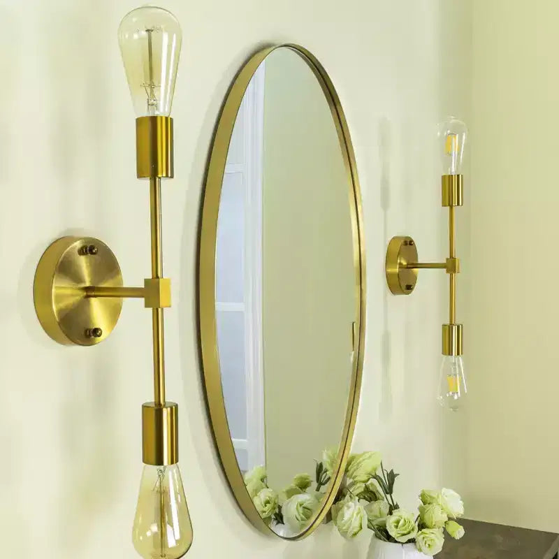 TEHOME Javell Oval Stainless Steel Framed Wall Mounted Bathroom Vanity Mirror