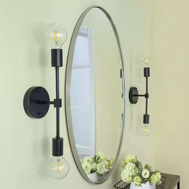 TEHOME Javell Oval Stainless Steel Framed Wall Mounted Bathroom Vanity Mirror