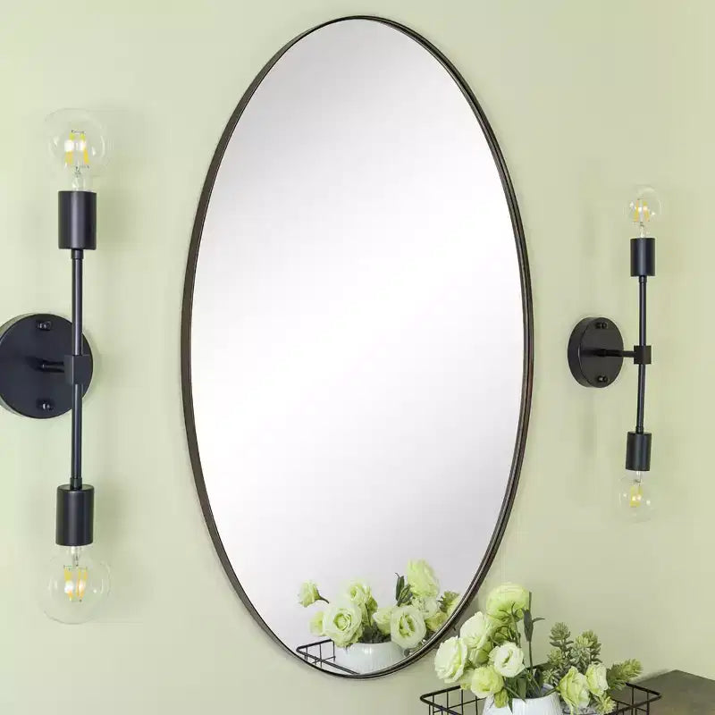 TEHOME Javell Oval Stainless Steel Framed Wall Mounted Bathroom Vanity Mirror