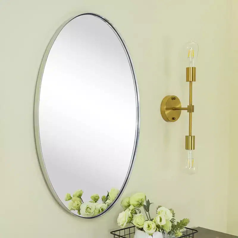 TEHOME Javell Oval Stainless Steel Framed Wall Mounted Bathroom Vanity Mirror