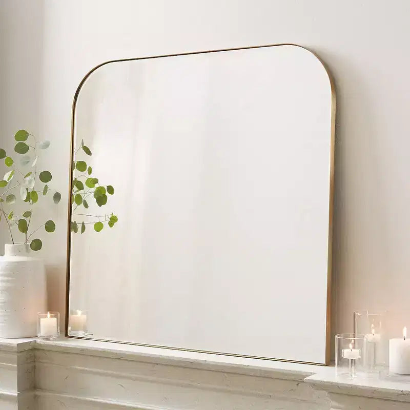 TEHOME Decole Large Rectangular Stainless Steel Framed Wall Mounted Bathroom Vanity Mirror