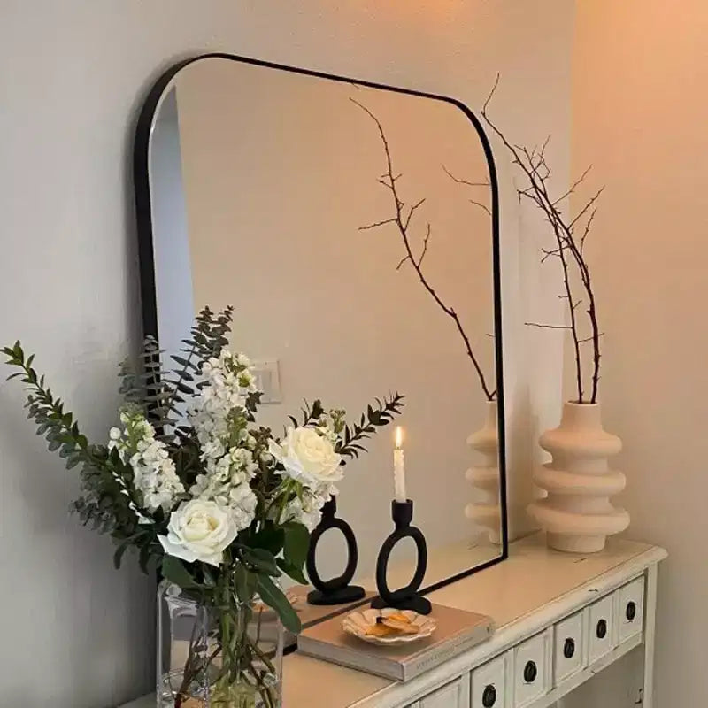 TEHOME Decole Large Rectangular Stainless Steel Framed Wall Mounted Bathroom Vanity Mirror