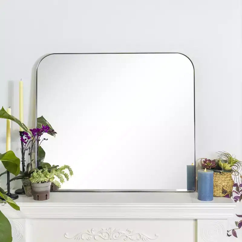 TEHOME Decole Large Rectangular Stainless Steel Framed Wall Mounted Bathroom Vanity Mirror