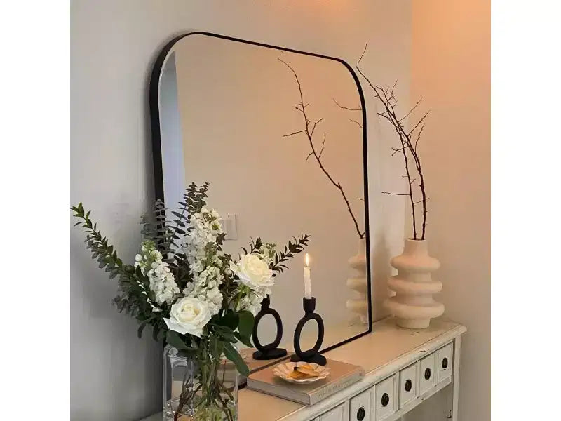 TEHOME Decole Large Rectangular Stainless Steel Framed Wall Mounted Bathroom Vanity Mirror