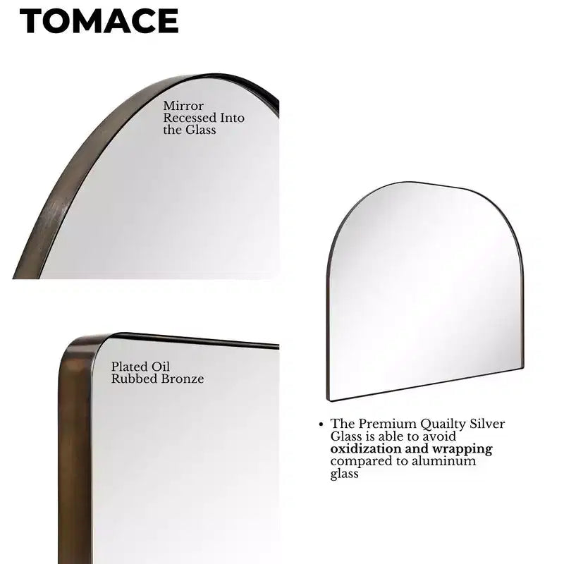 TEHOME Large Arched Metal Framed Wall Mounted Bathroom Vanity Mirror