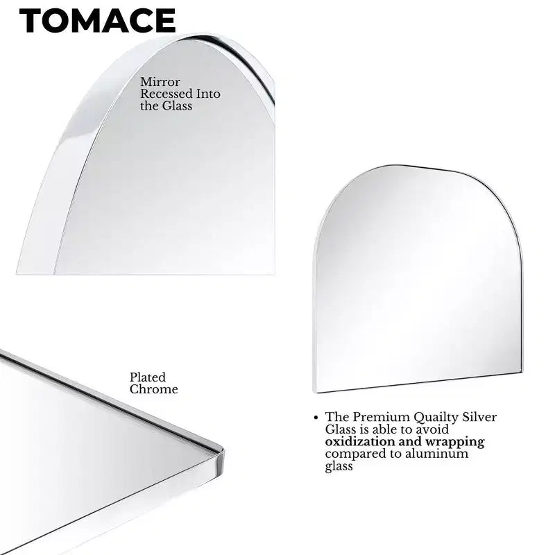 TEHOME Large Arched Metal Framed Wall Mounted Bathroom Vanity Mirror