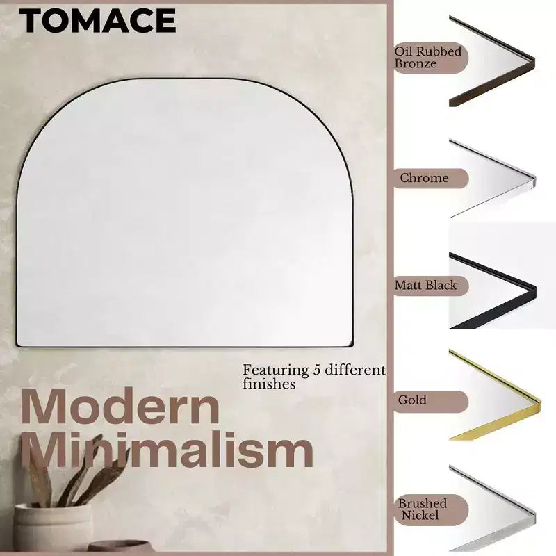 TEHOME Large Arched Metal Framed Wall Mounted Bathroom Vanity Mirror