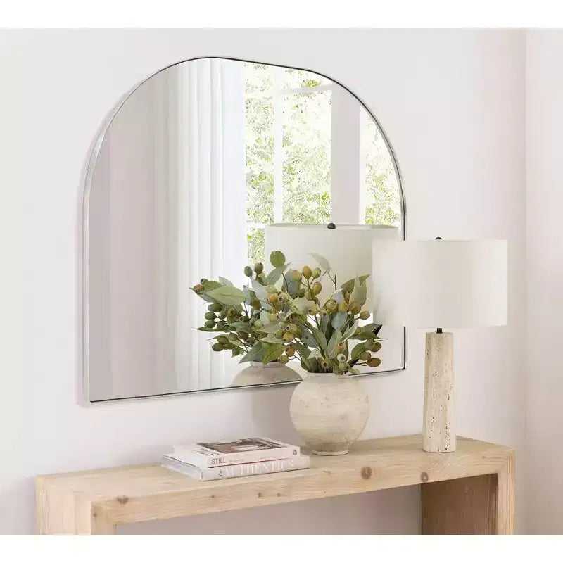TEHOME Large Arched Metal Framed Wall Mounted Bathroom Vanity Mirror