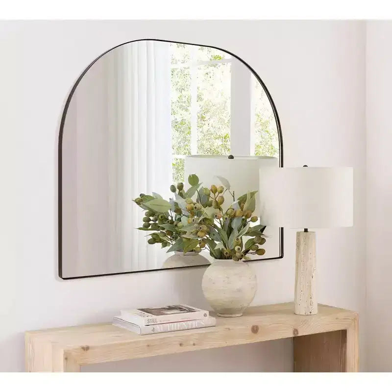 TEHOME Large Arched Metal Framed Wall Mounted Bathroom Vanity Mirror