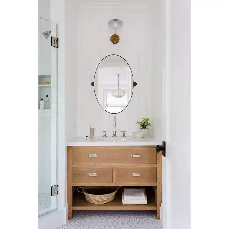 TEHOME Aura Pivoting Oval Metal Framed Wall Mounted Bathroom Vanity Mirror