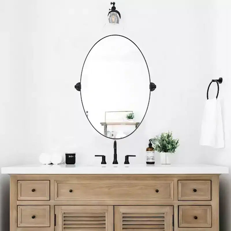 TEHOME Aura Pivoting Oval Metal Framed Wall Mounted Bathroom Vanity Mirror