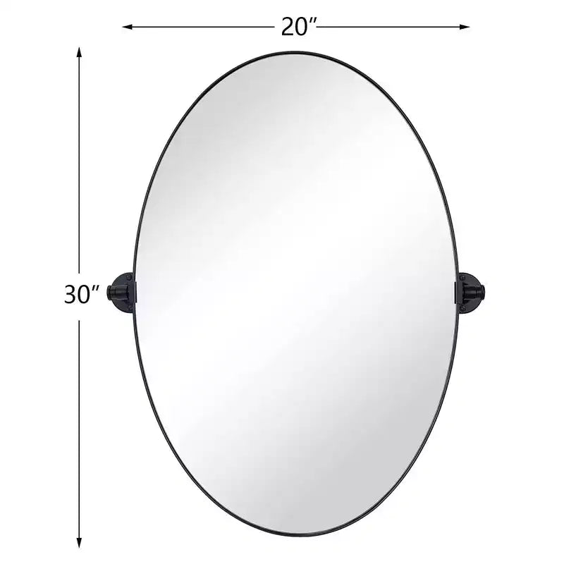 TEHOME Aura Pivoting Oval Metal Framed Wall Mounted Bathroom Vanity Mirror