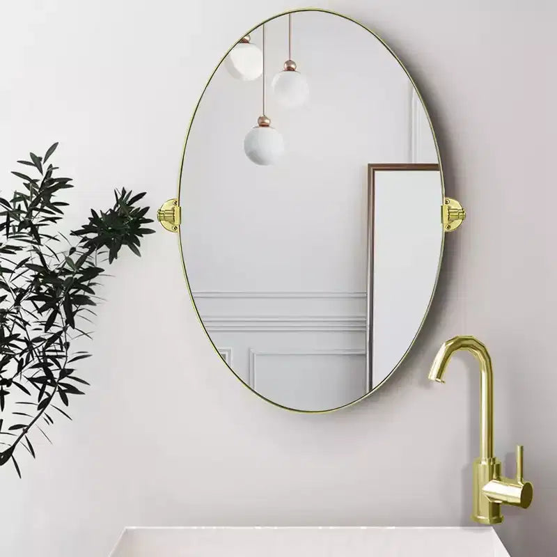 TEHOME Aura Pivoting Oval Metal Framed Wall Mounted Bathroom Vanity Mirror