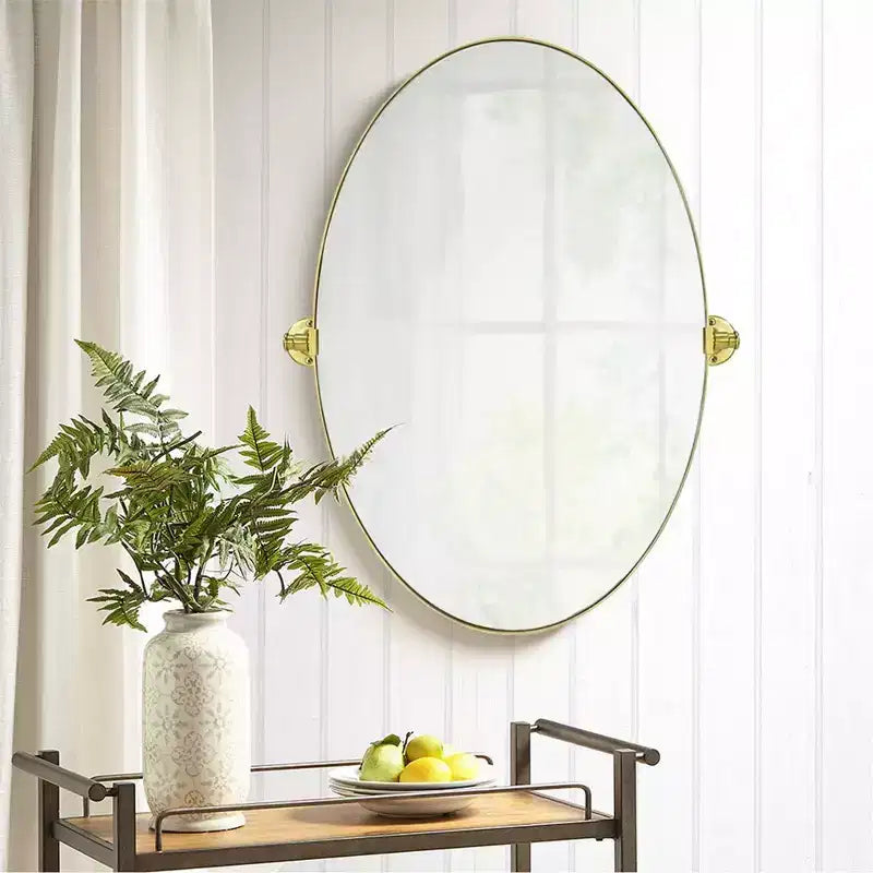 TEHOME Aura Pivoting Oval Metal Framed Wall Mounted Bathroom Vanity Mirror