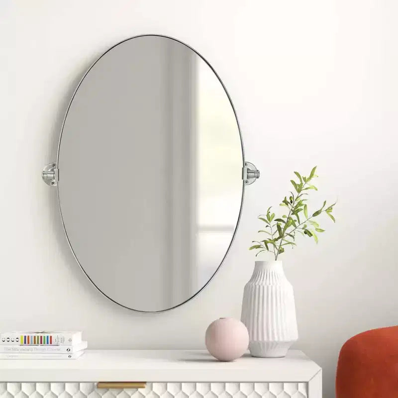 TEHOME Aura Pivoting Oval Metal Framed Wall Mounted Bathroom Vanity Mirror