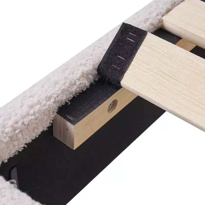 VECELO Wooden Cloud-Shaped Kids Bed Frame Upholstered Platform Bed with Adjustable Headboard, No Box Spring Needed