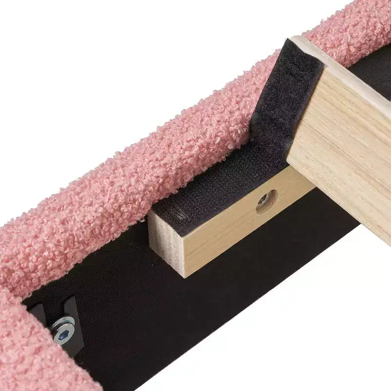VECELO Wooden Cloud-Shaped Kids Bed Frame Upholstered Platform Bed with Adjustable Headboard, No Box Spring Needed