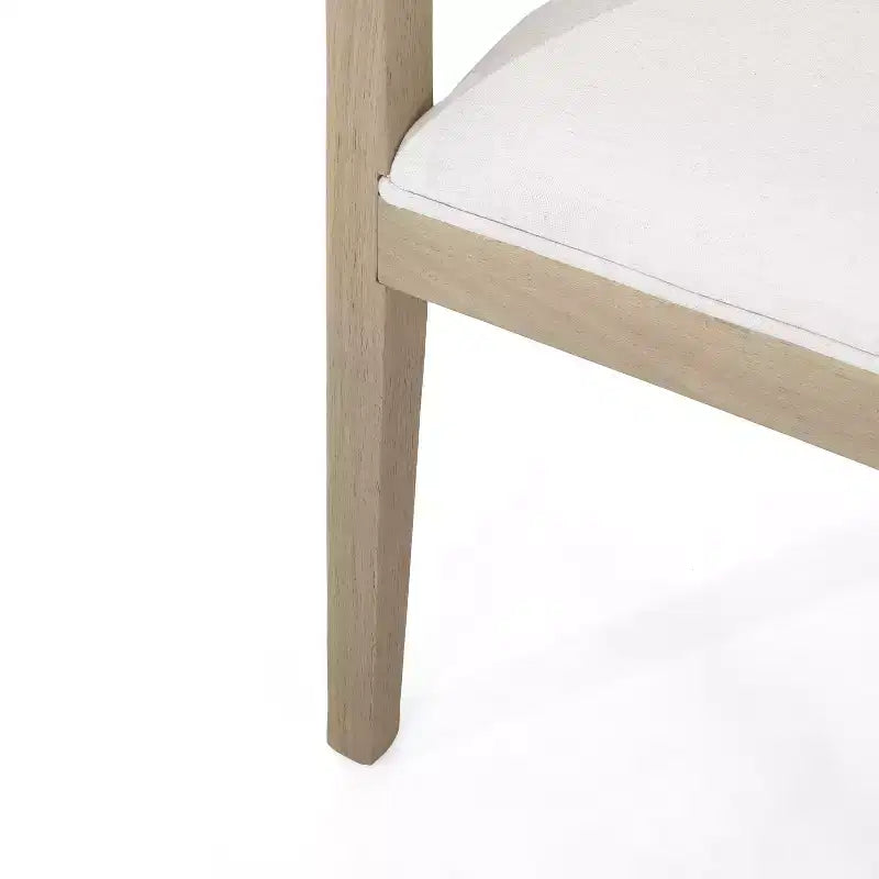 Set of 2 Retro Dining Chairs Arm Chairs with Rubber Wood Legs, Natural+Beige 4S - HABITRIO