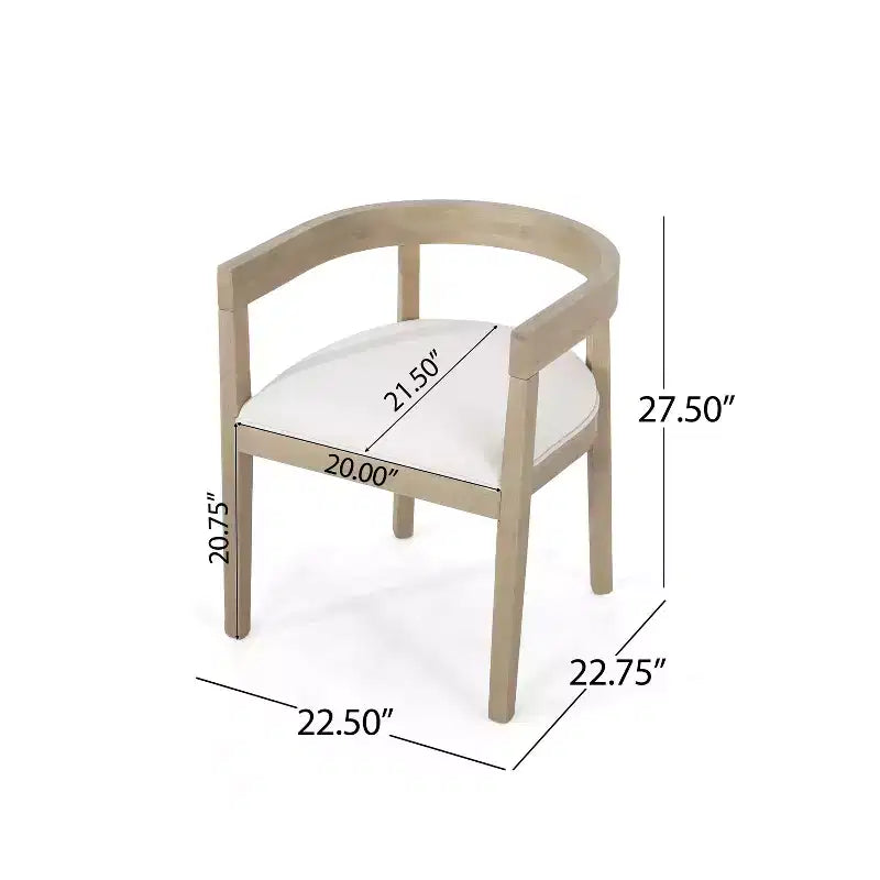 Set of 2 Retro Dining Chairs Arm Chairs with Rubber Wood Legs, Natural+Beige 4S - HABITRIO