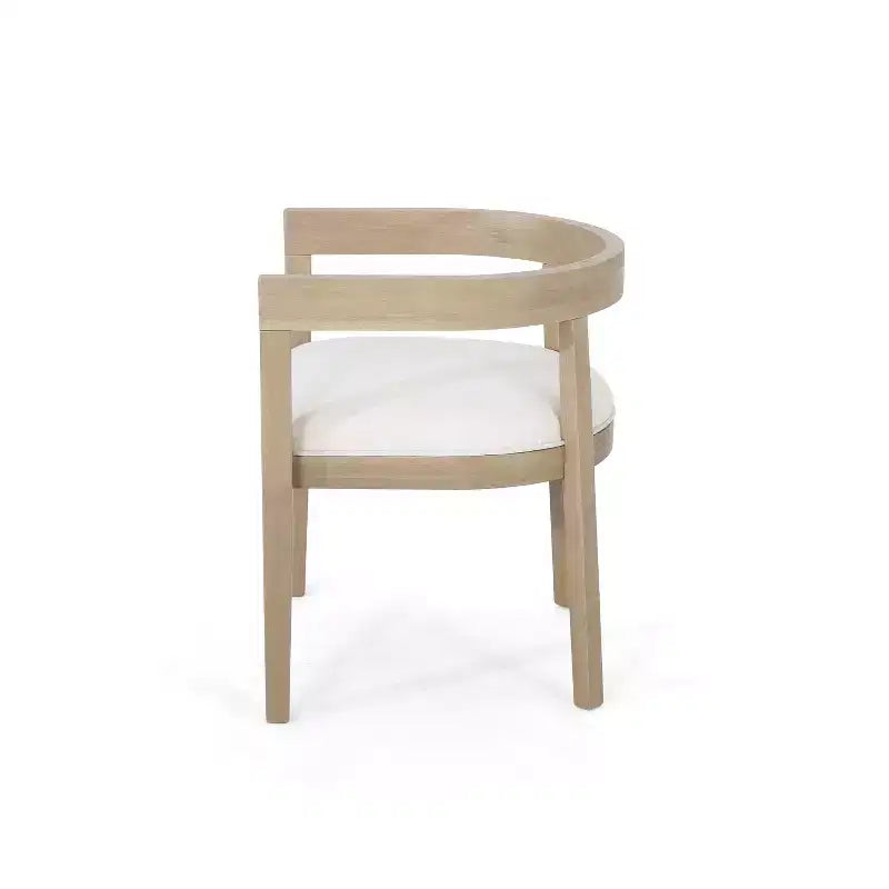 Set of 2 Retro Dining Chairs Arm Chairs with Rubber Wood Legs, Natural+Beige 4S - HABITRIO