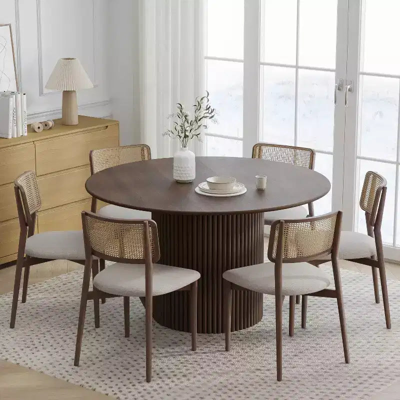 Dovelina 52 Round Dining Table Modern Wood Kitchen Table Dining Room Table for 6 People