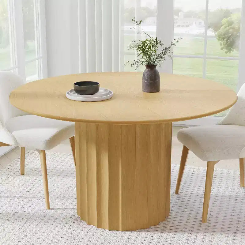 Dovelina 52 Round Dining Table Modern Wood Kitchen Table Dining Room Table for 6 People